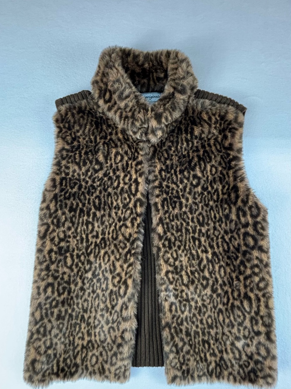 Designers Originals Faux Leopard Fur Vest - Brown/Tan/Black
